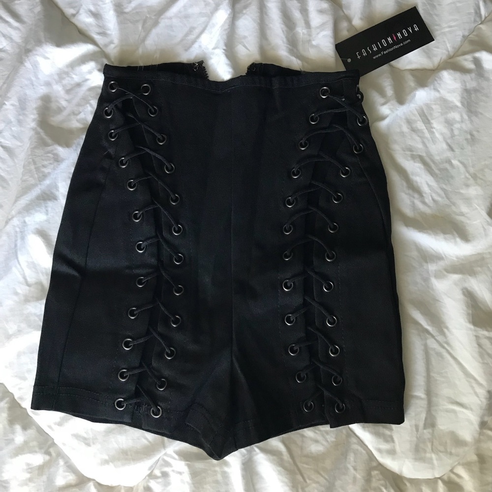 Fashion Nova Black Lace up Shorts